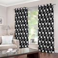 Black Vinyl Record Pattern Print Extra Wide Grommet Curtains