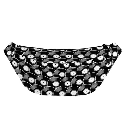 Black Vinyl Record Pattern Print Fanny Pack