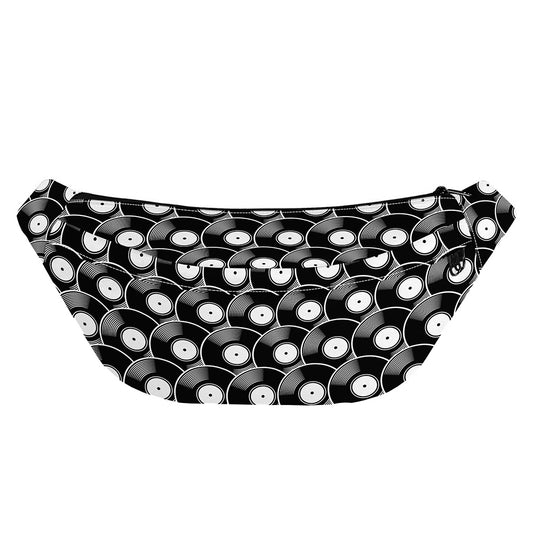 Black Vinyl Record Pattern Print Fanny Pack