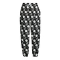 Black Vinyl Record Pattern Print Fleece Lined Knit Pants