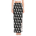 Black Vinyl Record Pattern Print High Slit Maxi Skirt