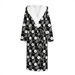 Black Vinyl Record Pattern Print Hooded Bathrobe