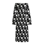 Black Vinyl Record Pattern Print Hooded Bathrobe