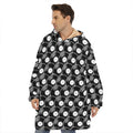 Black Vinyl Record Pattern Print Hoodie Blanket