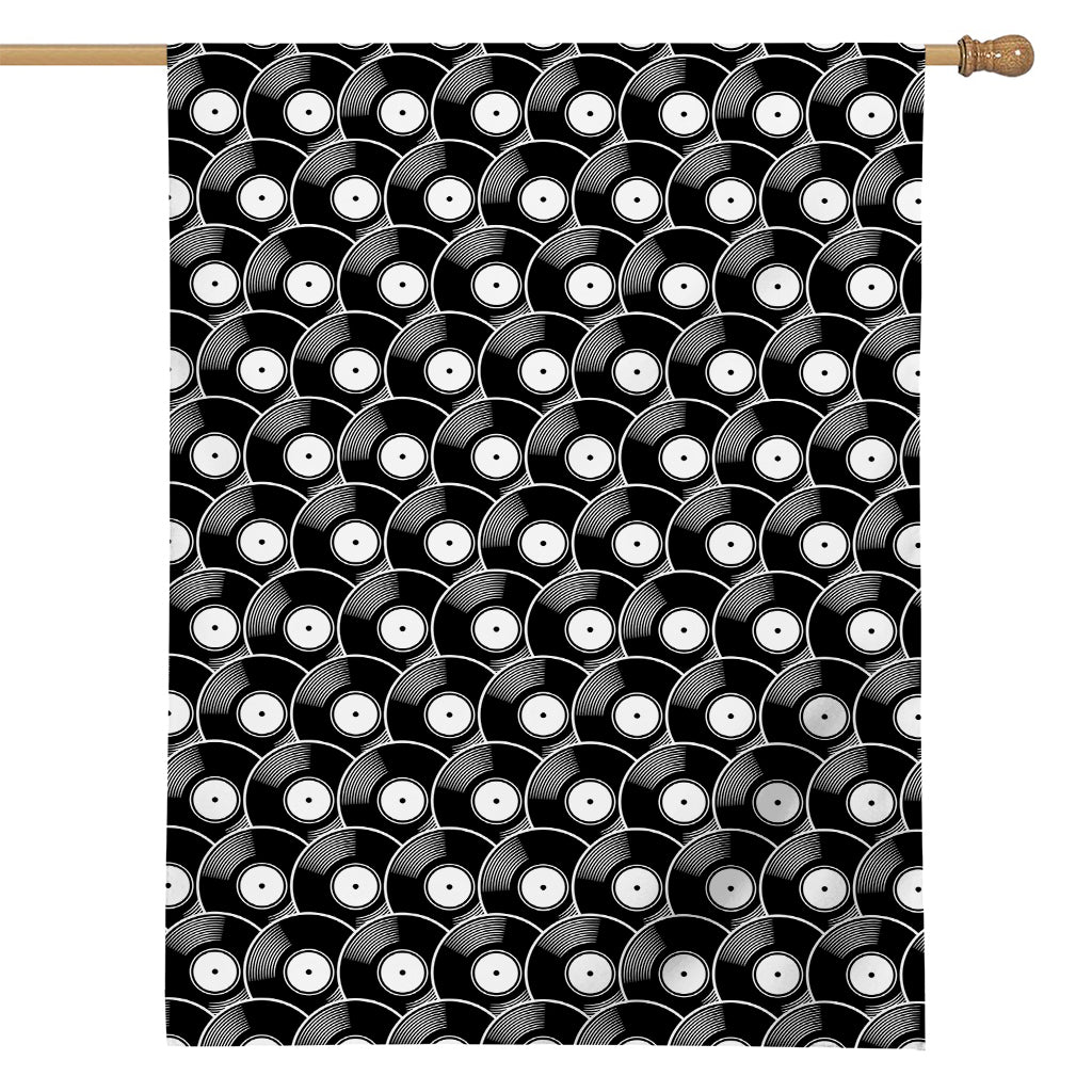 Black Vinyl Record Pattern Print House Flag