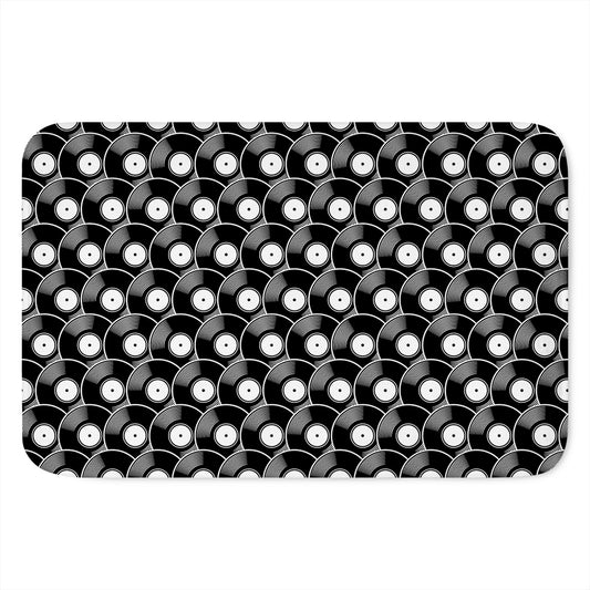 Black Vinyl Record Pattern Print Indoor Door Mat