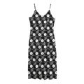 Black Vinyl Record Pattern Print Jersey Midi Cami Dress