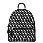 Black Vinyl Record Pattern Print Leather Backpack