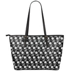 Black Vinyl Record Pattern Print Leather Tote Bag