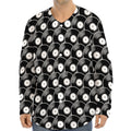 Black Vinyl Record Pattern Print Long Sleeve Baseball Jersey