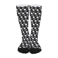 Black Vinyl Record Pattern Print Long Socks