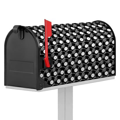 Black Vinyl Record Pattern Print Mailbox Cover