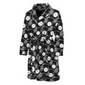 Black Vinyl Record Pattern Print Men's Bathrobe