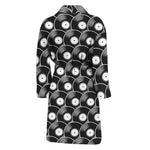 Black Vinyl Record Pattern Print Men's Bathrobe