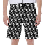 Black Vinyl Record Pattern Print Men's Beach Shorts