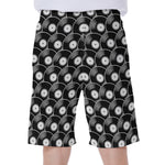 Black Vinyl Record Pattern Print Men's Beach Shorts