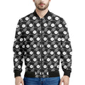 Black Vinyl Record Pattern Print Men's Bomber Jacket