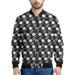 Black Vinyl Record Pattern Print Men's Bomber Jacket