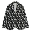 Black Vinyl Record Pattern Print Men's Cotton Blazer