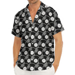 Black Vinyl Record Pattern Print Men's Deep V-Neck Shirt