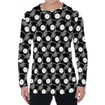 Black Vinyl Record Pattern Print Men's Long Sleeve T-Shirt
