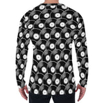 Black Vinyl Record Pattern Print Men's Long Sleeve T-Shirt