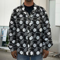 Black Vinyl Record Pattern Print Men's Shirt Jacket