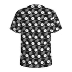 Black Vinyl Record Pattern Print Men's Sports T-Shirt