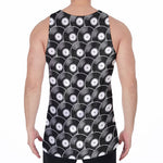 Black Vinyl Record Pattern Print Men's Velvet Tank Top