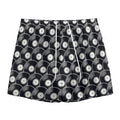 Black Vinyl Record Pattern Print Mesh Shorts
