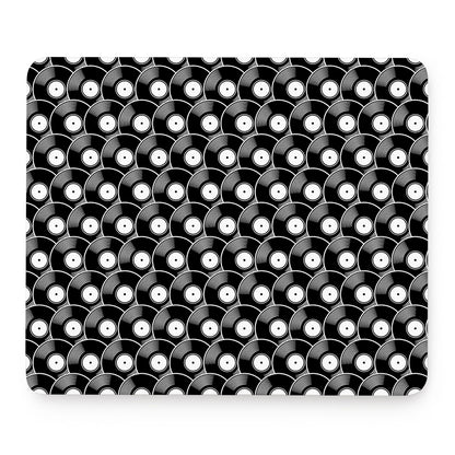 Black Vinyl Record Pattern Print Mouse Pad