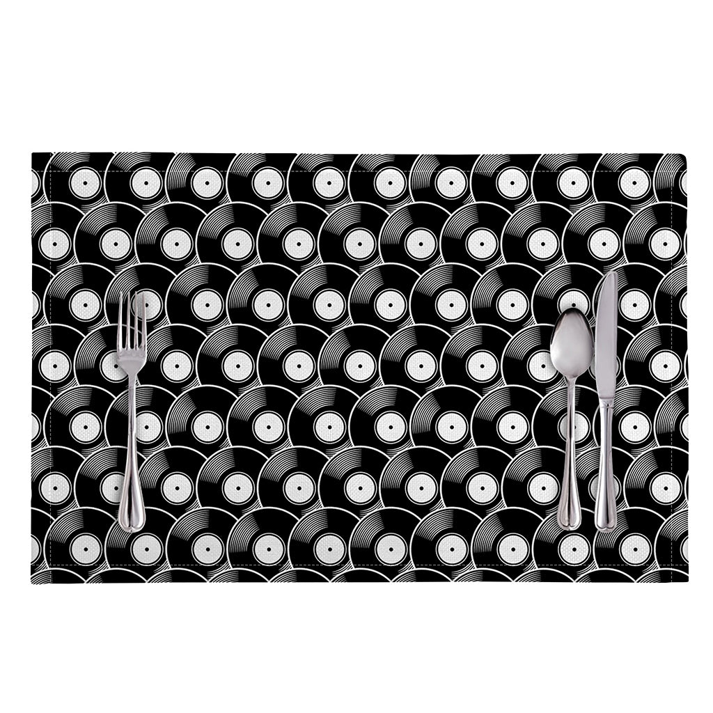 Black Vinyl Record Pattern Print Placemat