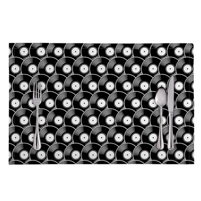 Black Vinyl Record Pattern Print Placemat