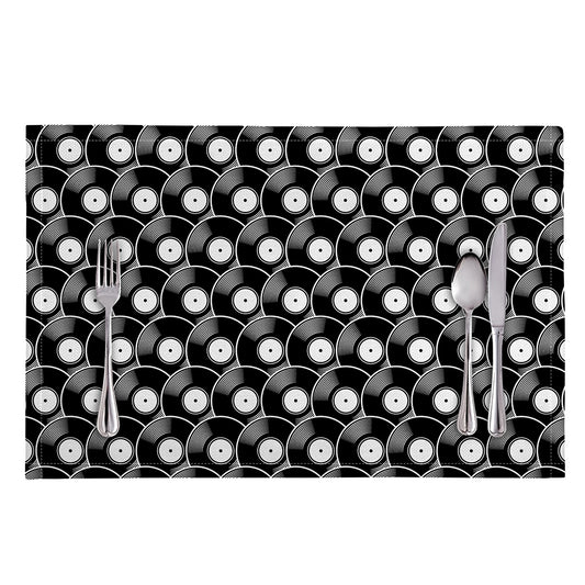 Black Vinyl Record Pattern Print Placemat