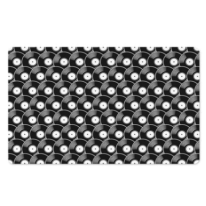 Black Vinyl Record Pattern Print Polyester Doormat
