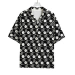Black Vinyl Record Pattern Print Rayon Hawaiian Shirt