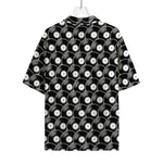Black Vinyl Record Pattern Print Rayon Hawaiian Shirt