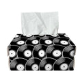 Black Vinyl Record Pattern Print Rectangle Tissue Box Cover