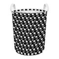 Black Vinyl Record Pattern Print Round Laundry Basket