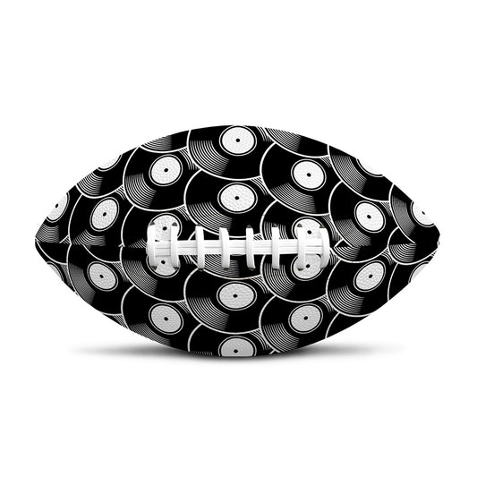 Black Vinyl Record Pattern Print Rugby Ball