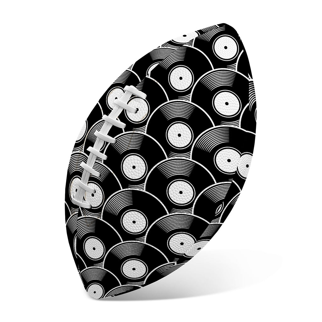 Black Vinyl Record Pattern Print Rugby Ball