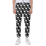 Black Vinyl Record Pattern Print Scuba Joggers