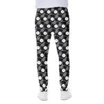 Black Vinyl Record Pattern Print Scuba Joggers