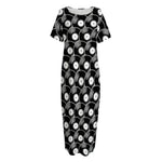 Black Vinyl Record Pattern Print Short Sleeve Long Nightdress