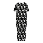 Black Vinyl Record Pattern Print Short Sleeve Long Nightdress