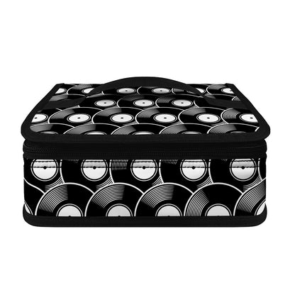 Black Vinyl Record Pattern Print Small Lunch Bag