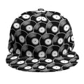 Black Vinyl Record Pattern Print Snapback Cap
