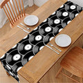 Black Vinyl Record Pattern Print Table Runner