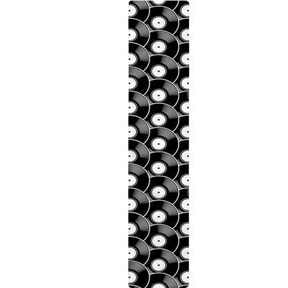 Black Vinyl Record Pattern Print Table Runner