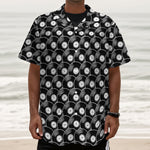 Black Vinyl Record Pattern Print Textured Short Sleeve Shirt